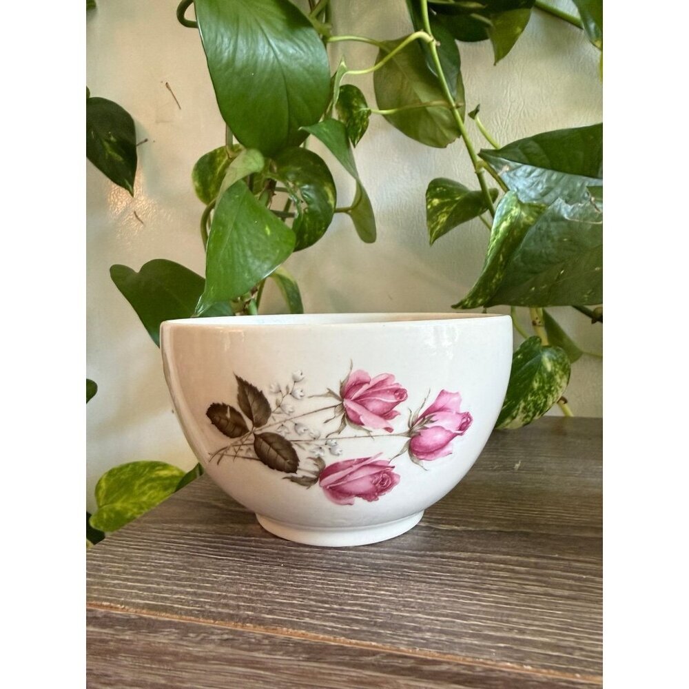 Vintage Royal China Bowl with Pink Rose Design